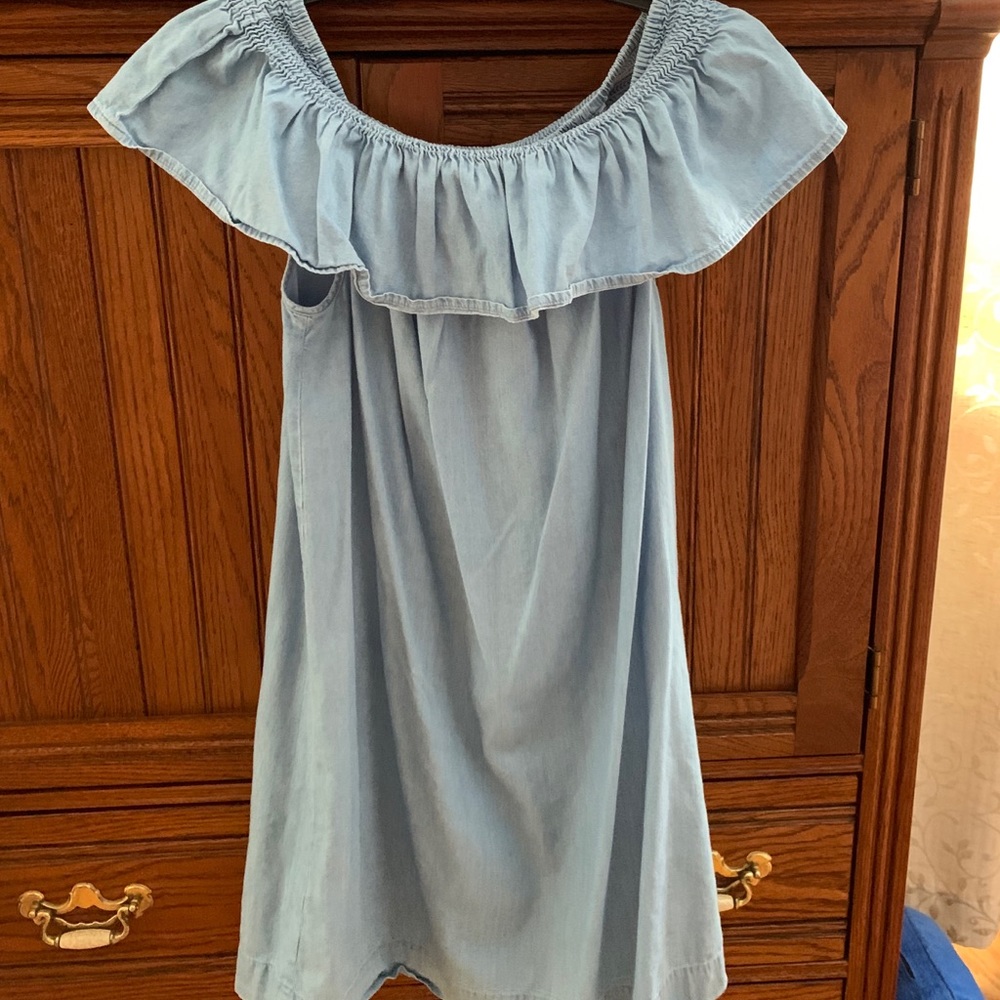 Ann Taylor Loft off the shoulder denim dress